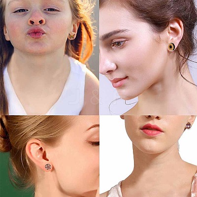 Natural Wood Stud Earrings EJEW-SC0001-21P-1