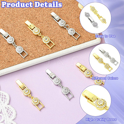 6Pcs 2 Colors Brass & Rhinestone Fold Over Clasps FIND-CJ0005-97-1