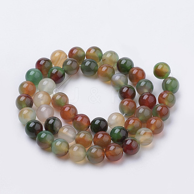 Natural Peacock Green Agate Beads Strands G-S259-16-10mm-1