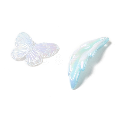 Rainbow Iridescent Plating Acrylic Beads OACR-U006-01E-1