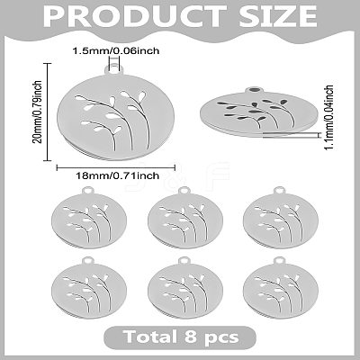 8Pcs 201 Stainless Steel Pendants STAS-LP0003-52-1