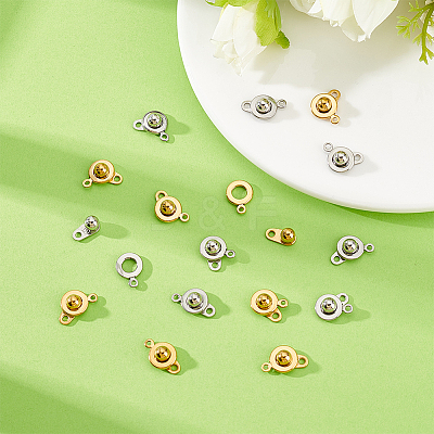 16 Sets 2 Colors 201 Stainless Steel Snap Clasps STAS-HY0001-90-1