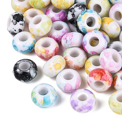 Printed Opaque Acrylic European Beads OACR-Q200-30-1