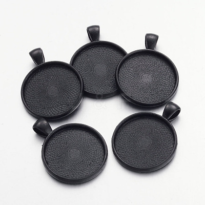 Electrophoresis Alloy Flat Round Pendant Cabochon Settings X-PALLOY-Q304-16-NR-1