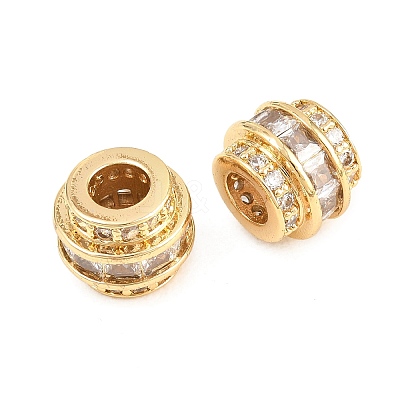 Brass Micro Pave Clear Cubic Zirconia European Beads KK-B186-19G-1