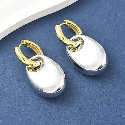 Oval Brass Hoop Earrings for Women EJEW-U057-06A-04GP-1