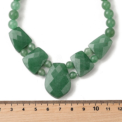 Natural Green Aventurine Faceted Bib Graduated Beaded Necklaces for Women NJEW-B128-01K-1