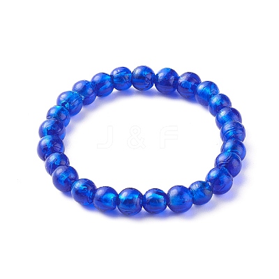 Handmade Silver Foil Glass Beaded Stretch Bracelets BJEW-JB06464-1