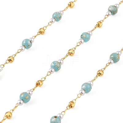 Handmade Brass Glass Beaded Chains GL-CBA1C06-10G-1