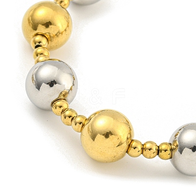 304 Stainless Steel & 201 Stainless Steel Round Beaded Bracelets for Women BJEW-G717-03C-GP-1