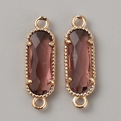 Golden Plated Brass Pave Glass Connector Charms FIND-WH0110-728G-03-1