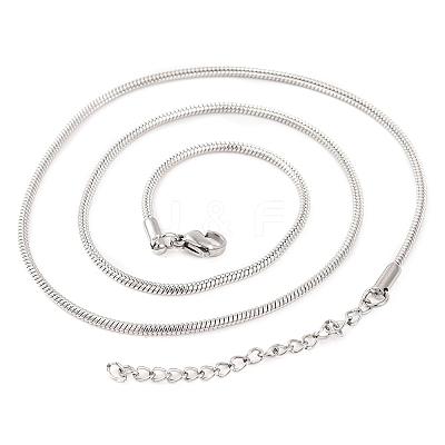 201 Stainless Steel Round Snake Chain Necklaces for Women NJEW-G140-06D-P-1-1