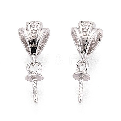 925 Sterling Silver Micro Pave Cubic Zirconia Snap on Bails STER-N016-88P-1