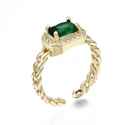 Brass Micro Pave Cubic Zirconia Cuff Rings RJEW-Q161-003B-NF-1