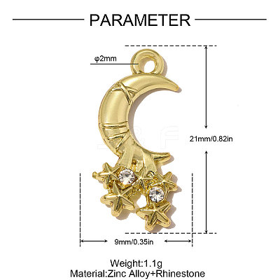 Zinc Alloy with Crystal Rhinestone Pendants RB-OY001-73G-1