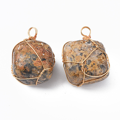 Natural Leopard Skin Jasper Pendants G-N332-50-02-1