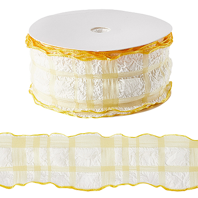 1 Roll Polyester Ruffled Ribbon SRIB-CY0001-14B-1