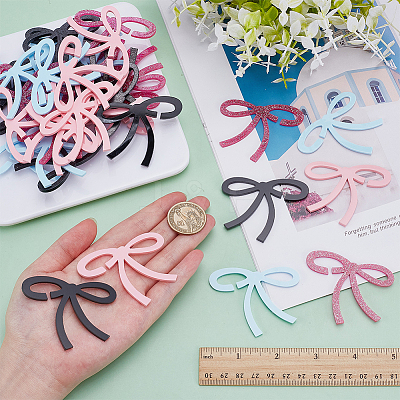 40Pcs 4 Colors Acrylic Bowknot Wine Glass Charms DIY-AR0004-71-1