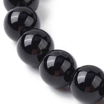 Natural Dyed Peacock Agate & Black Onyx Round Beaded Stretch Bracelets BJEW-TA00408-1