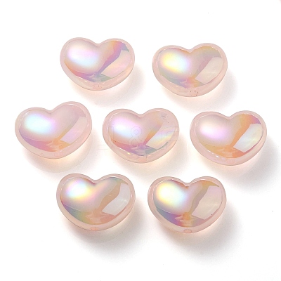 UV Plating Rainbow Iridescent Imitation Jelly Acrylic Beads OACR-C007-08B-1