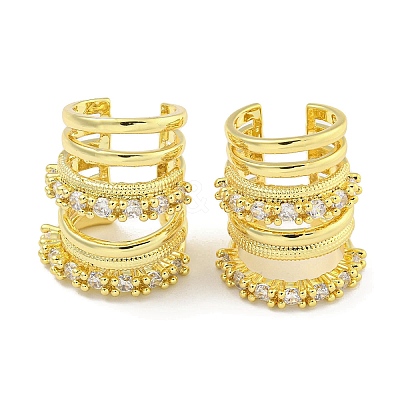 Brass Micro Pave Cubic Zirconia Cuff Earrings EJEW-C104-041G-1