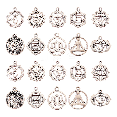 100Pcs 10 Styles Tibetan Style Alloy Pendants TIBEP-CJ0001-50-1
