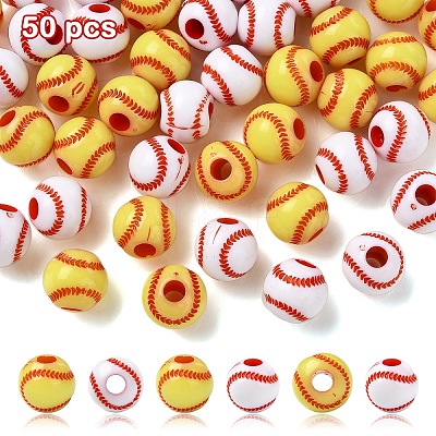 Opaque Acrylic Beads OACR-YW0002-06B-1