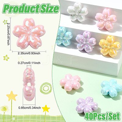 40Pcs 5 Colors Opaque Acrylic Beads OACR-FS0002-84-1