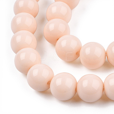Opaque Solid Color Glass Beads Strands GLAA-T032-P10mm-09-1