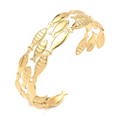 304 Stainless Steel Cuff Bangles BJEW-B158-04G-01-1