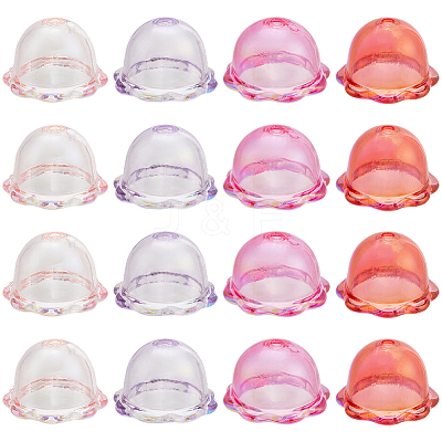 60Pcs 4 Colors UV Plating Acrylic Bead Caps PACR-PA0001-12A-1