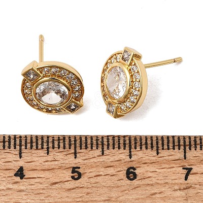 Brass Micro Pave Cubic Zirconia Stud Earrings EJEW-G471-05G-1