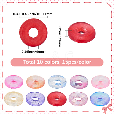 100Pcs 10 Colors Transparent Spray Painted Glass European Beads GLAA-SC0002-98-1