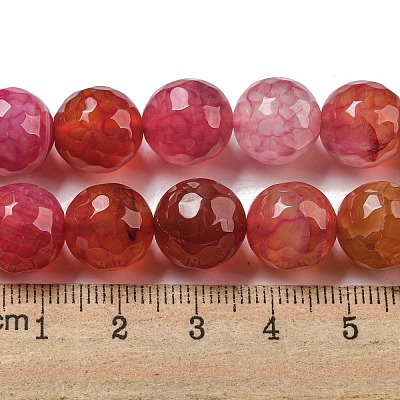 Faceted Natural Dragon Veins Agate Beads Strands G-F447-12mm-P08-1