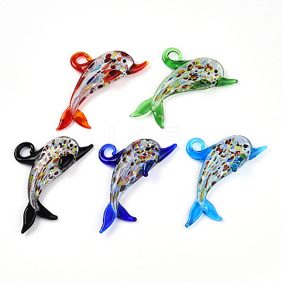 Handmade Silver Foil Lampwork Big Pendants LS-LAMP-T023-13-1