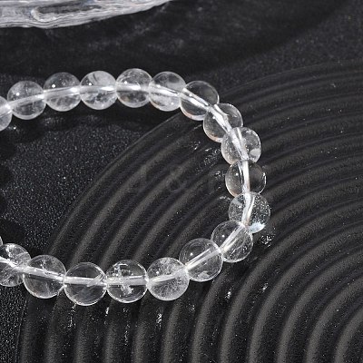 Natural Quartz Crystal Round Beaded Stretch Bracelets GG-CBA12F1-02C-12-1