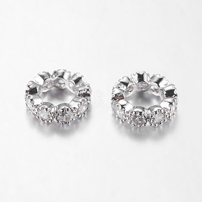 Brass Cubic Zirconia European Beads ZIRC-F001-109P-1