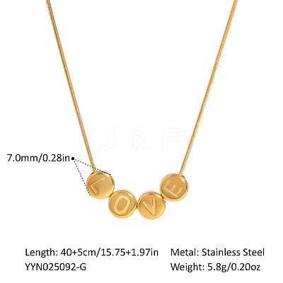 304 Stainless Steel Love Letter Pendant Necklaces for Women LS-HR7701-1-1
