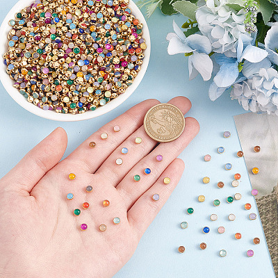 200Pcs 20 Colors 2-Hole Brass Plastic Buttons BUTT-GO0001-08-1