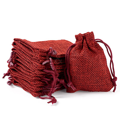 20Pcs Rectangle Polyester Imitation Burlap Packing Pouches Drawstring Bags ABAG-TA0001-96C-1