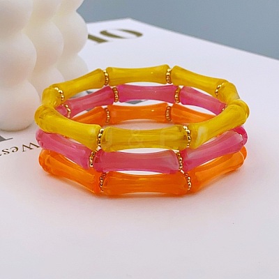 Acrylic Bamboo Joint Beaded Bracelets for Women FS-WG26A21-19-1