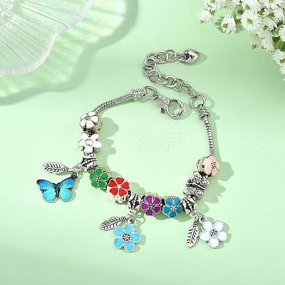 Alloy European Beads Charm Bracelets for Women BJEW-JB13948-1