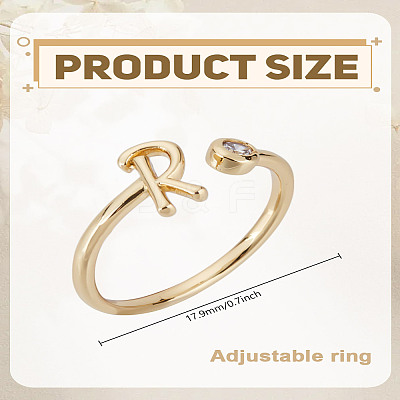 1Pc Brass Micro Pave Clear Cubic Zirconia Open Cuff Rings for Women RJEW-LP0002-37R-1