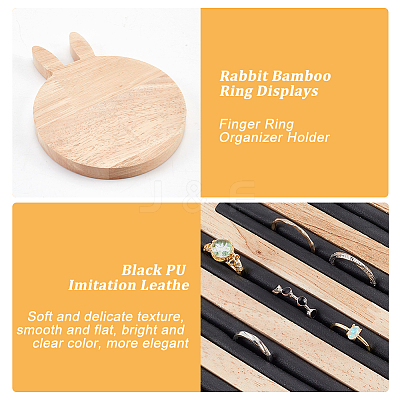 Rabbit Bamboo Ring Displays ODIS-WH0026-12-1