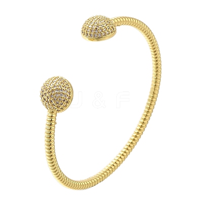 Rack Plating Brass Micro Pave Cubic Zirconia Cuff Bangles BJEW-P336-14G-1