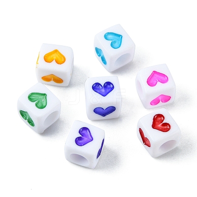 175Pcs 7 Colors White Opaque Acrylic Beads MACR-YW0002-02-1