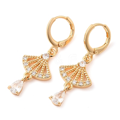 Rack Plating Golden Brass Dangle Leverback Earrings EJEW-B037-25G-1