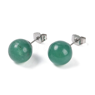 Natural Green Aventurine Stud Earrings EJEW-Z060-04P-01-1
