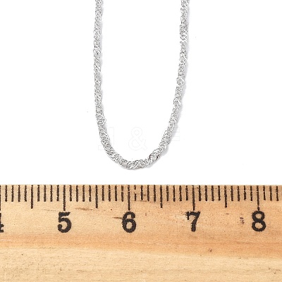 Anti-Tarnish Rhodium Plated 925 Sterling Silver Singapore Chain Necklaces STER-F039-40cm-06P-1