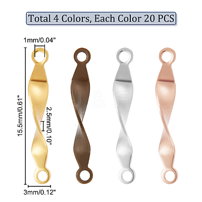 80Pcs 4 Colors Brass Connector Charms KK-PH0004-94-1